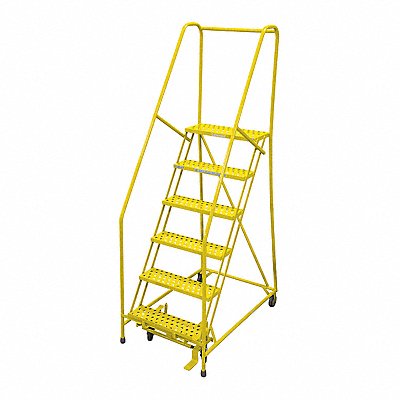 Rolling Ladder Steel 90In. H. Yellow