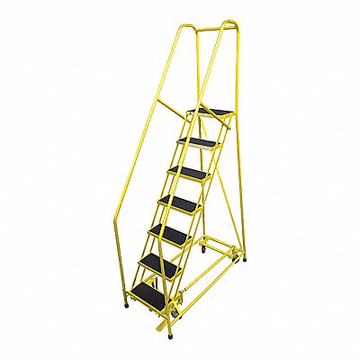 Rolling Ladder Steel 100In. H. Yellow