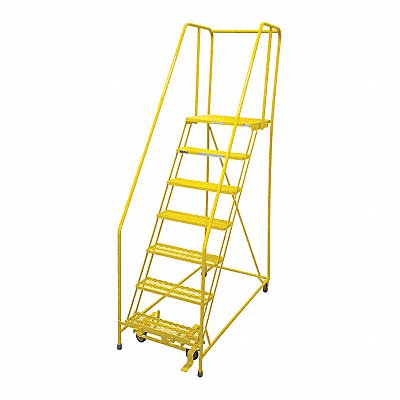 Rolling Ladder Steel 100In. H. Yellow