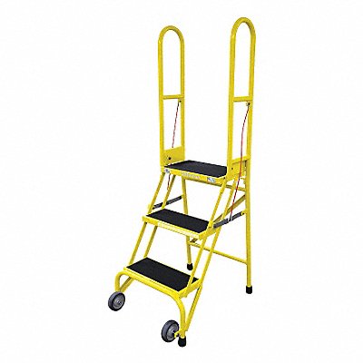 Rolling Ladder Steel 60In. H. Yellow