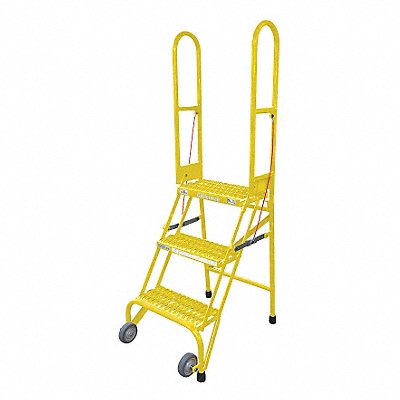 Rolling Ladder Steel 60In. H. Yellow