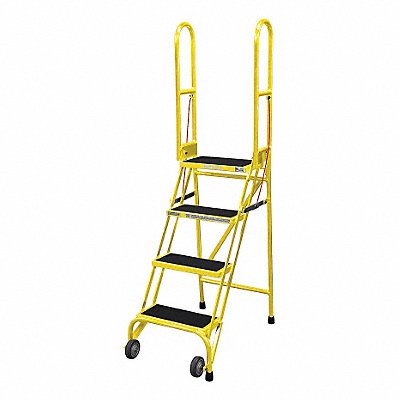 Rolling Ladder Steel 70In. H. Yellow