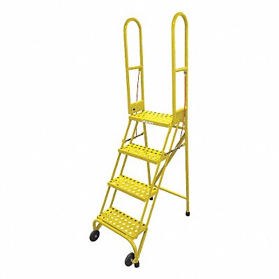 Rolling Ladder Steel 70In. H. Yellow