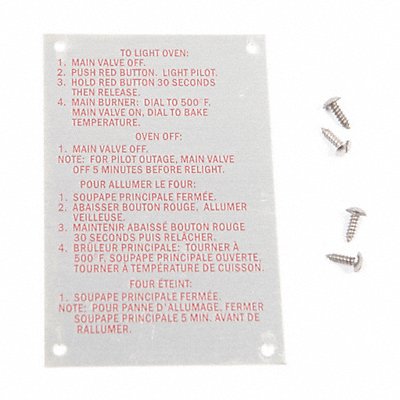 Lighting Instruction Plate with Screws