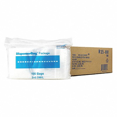 Clear Reclosable Bags 2 mil 3 x5 PK1000