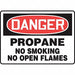 Danger No Smoking Sign Propane 10X14