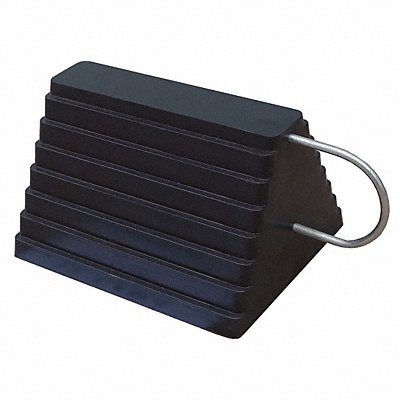 Wheel Chock Molded Rbr w/Stl Grab Black
