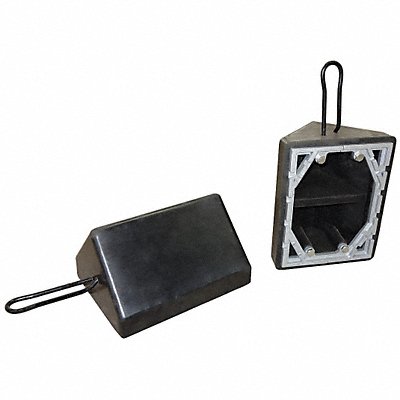 Wheel Chock Molded Rbr w/Stl Grab Black