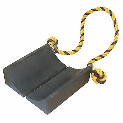 Wheel Chock Molded Rbr w/Stl Grab Black