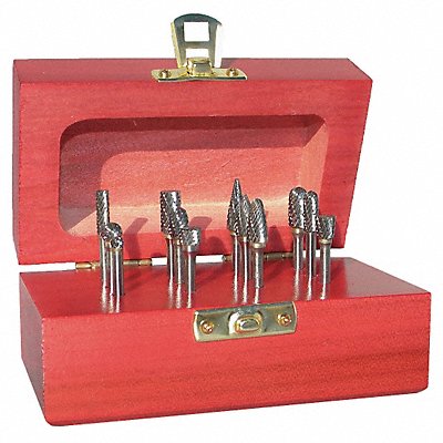 Carbide Bur Set Single Cut 1/4 9pc