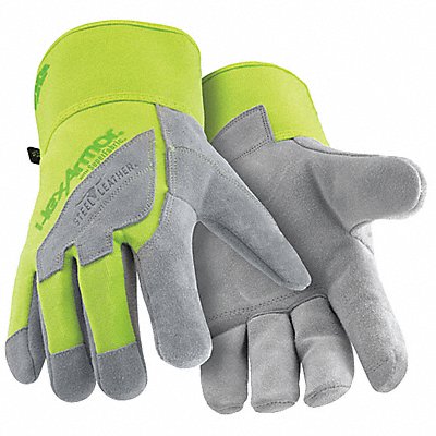 Leather Gloves Gray/Hi-Vis 11