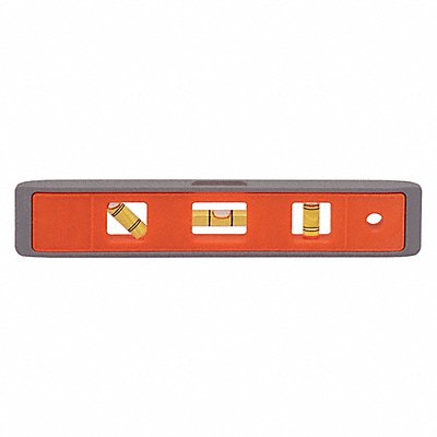 Torpedo Level Plastic 9 L 3 Vial Orange