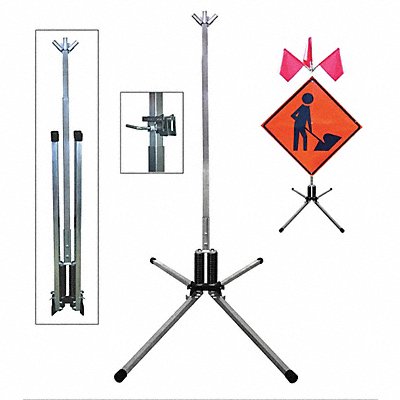 Sign Stand Aluminum 84 in Maximum Mast H