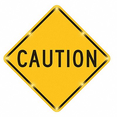 LED Sign Caution Aluminum 30 x 30 