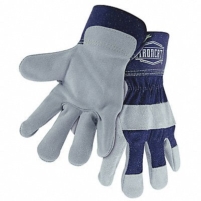 Lthr Palm Gloves Cowhide Blu/Gray S PK12