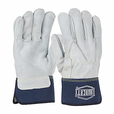 Lthr Palm Gloves Cowhide Blu/Gray M PK12