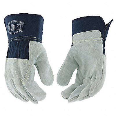 Lthr Palm Gloves Cowhide Blu/Gray M PK12