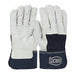 Lthr Palm Gloves Cowhide Blu/Gray X PK12