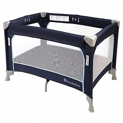 Play Yard Crib Blue 3/4 in Mattress