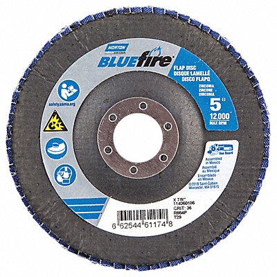 H7381 Fiber Disc 5 in Dia 7/8in Arbor P36 Grit