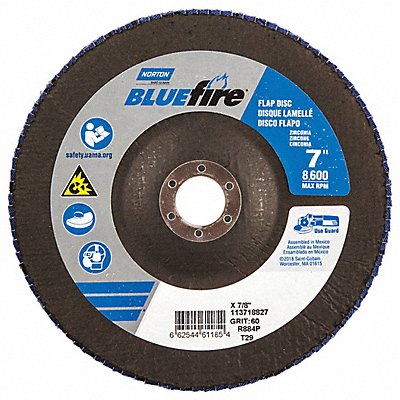 Fiber Disc 7 in Dia 7/8in Arbor P60 Grit