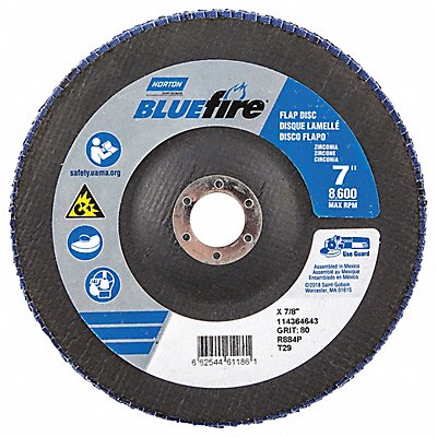 Fiber Disc 7 in Dia 7/8in Arbor P80 Grit