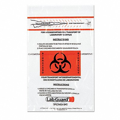 Transfer Bag 9 in L 6in W CLR PK1000