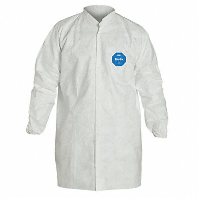 Lab Coat White Snaps L PK30