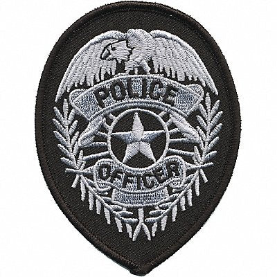 Embrdrd Patch Police Officer Slvr/Blck