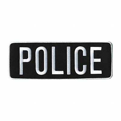 Embroidered Patch Police White on Black