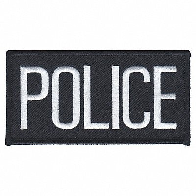 Embroidered Patch Police White on Black