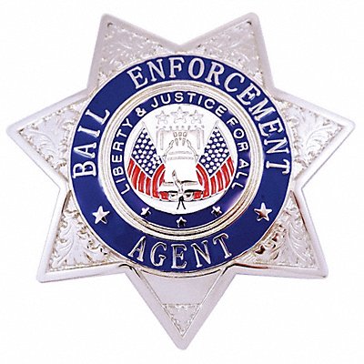 Metal Badge Bail Enf Agent - Star Nickel