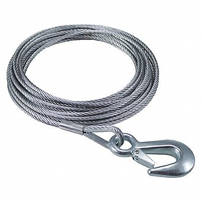 Winch Cable w/Hook 25 ft x 3/16 In