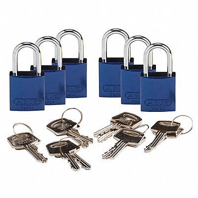 K7468 Lockout Padlock KA Blue 1-7/16 H PK6