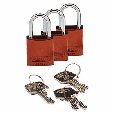 K7468 Lockout Padlock KA Brown 1-7/16 H PK3