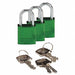 K7467 Lockout Padlock KA Green 1-7/16 H PK3