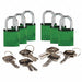 K7468 Lockout Padlock KA Green 1-7/16 H PK6
