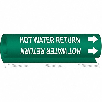Pipe Marker Hot Water Return 9in H 8in W