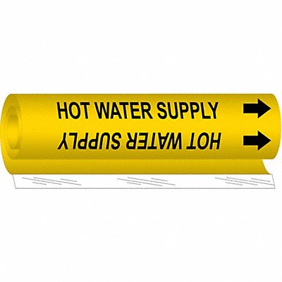 Pipe Marker Hot Water Supply 5in H 8in W