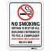 No Smoking Sign 14 inx10 in Aluminum