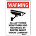 Warning Sign 10x7in Reflective Sheeting