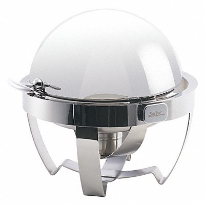 Round Roll-Top Chafer 18 3/8 in H Silver