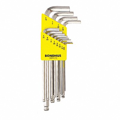 Set 12 Plated Ball End L-Wrenches- Long