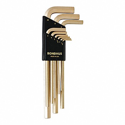 Set 9 Plated Hex L-Wrenches- Long