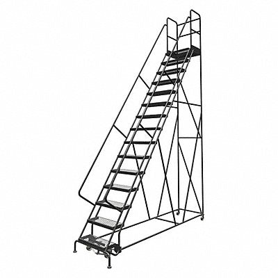 Rolling Ladder 15 Step Steel Serrated