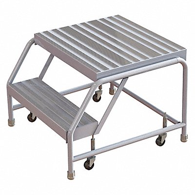 Rolling Ladder 2 Step Aluminum Ribbed