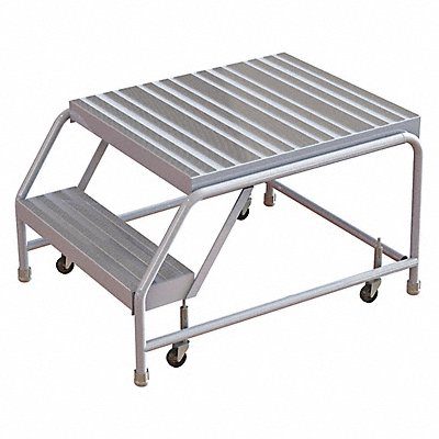 Rolling Ladder 2 Step Aluminum Ribbed