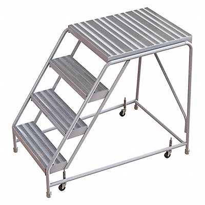 Rolling Ladder 4 Step Aluminum Ribbed