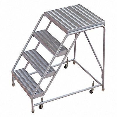 Rolling Ladder 4 Step Aluminum Ribbed