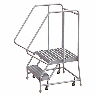 Rolling Ladder 2 Step Aluminum Ribbed